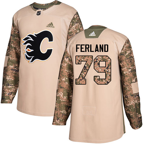 Adidas Flames #79 Michael Ferland Camo Authentic Veterans Day Stitched NHL Jersey